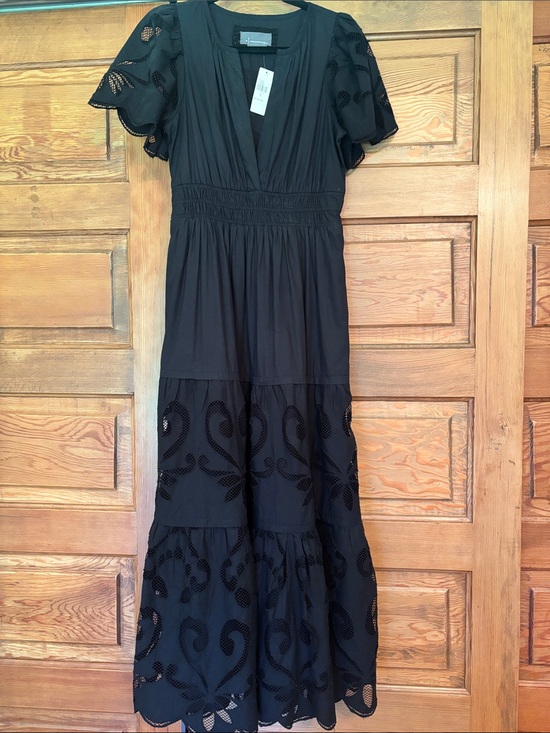 Anthropologie Dresses & Skirts - Anthropologie Black Eyelet Tiered V‑Neck Maxi Dress